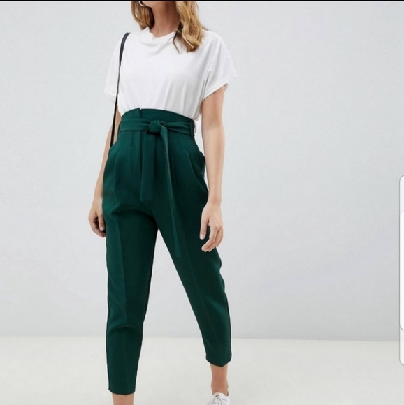 ASOS Pants - High Waisted Green Tapered Pants